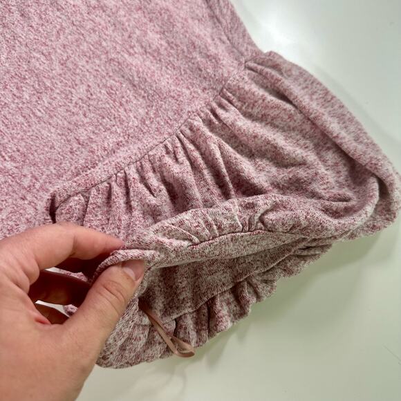 Lane Bryant Women's 26/28 Pink White Marled Ruffle Sleeve Shift Dress Stretch - Picture 6 of 9